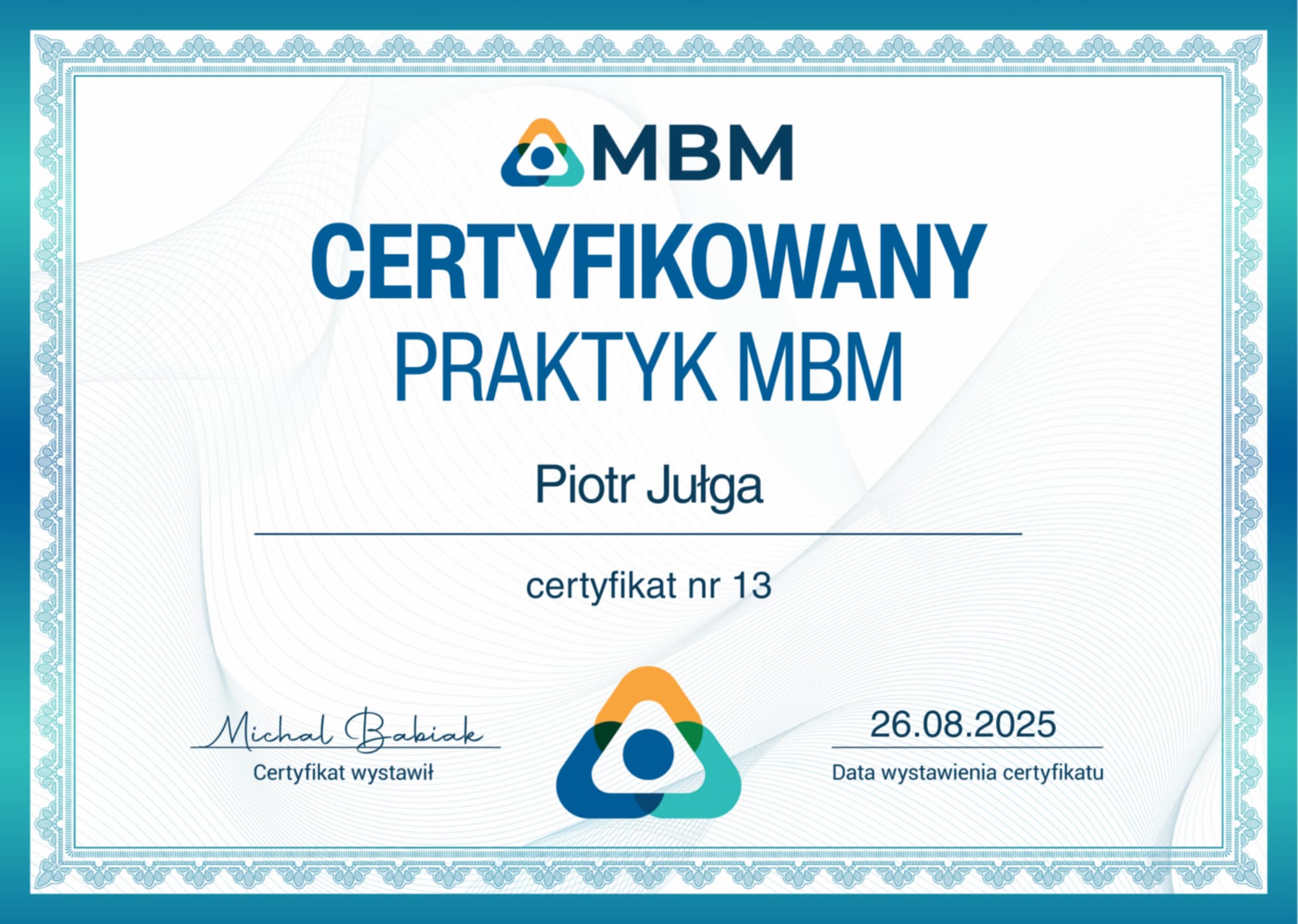 Certyfikat MBM